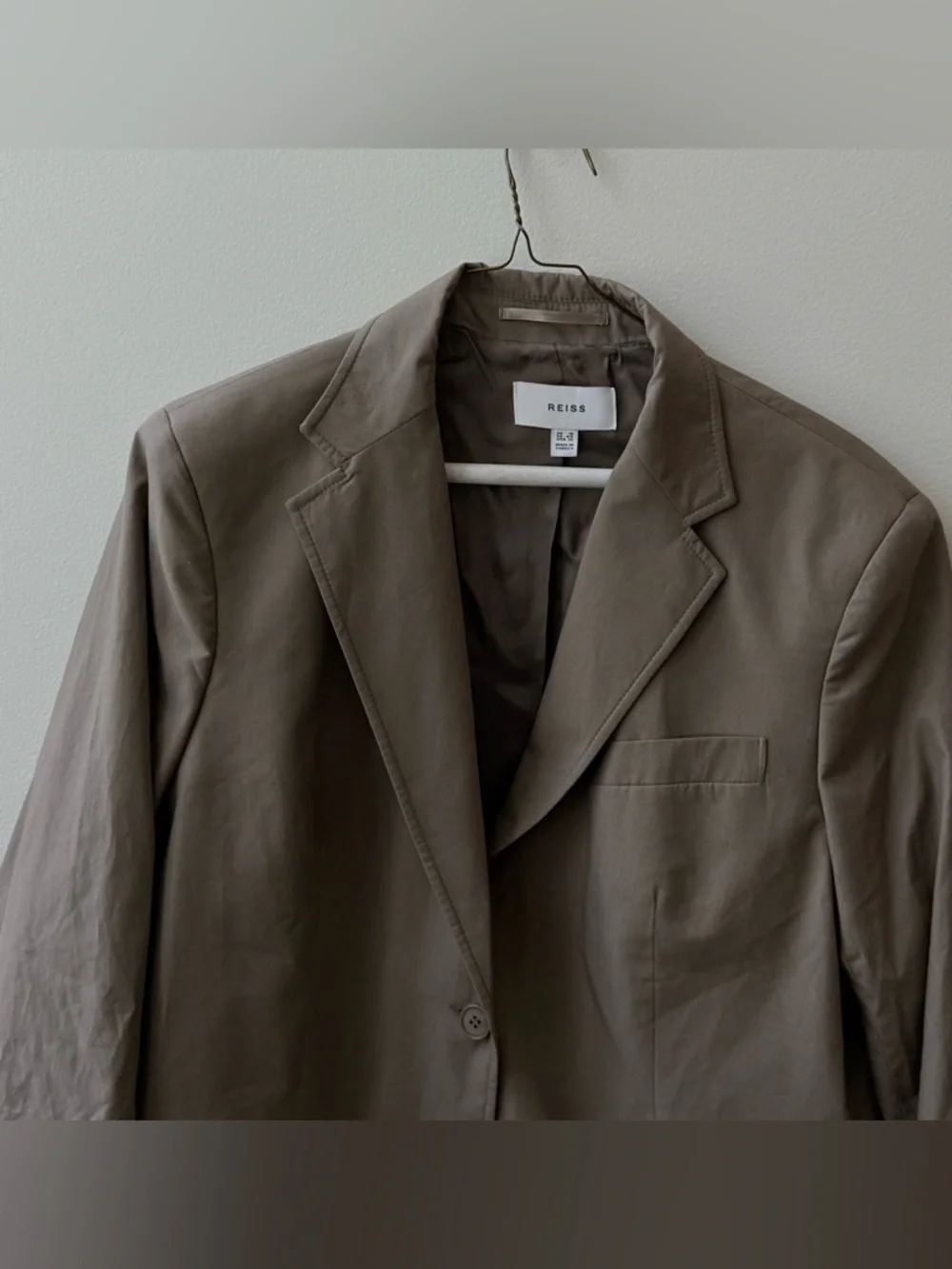 REISS Hope Single Breasted‎ Cotton Blazer Taupe size 12